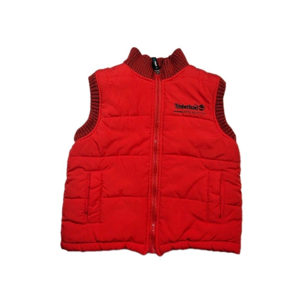 Vintage Timberland Kids Red Quilted Vest Limited Collection HK Made‎ 2T-4Y Flaw